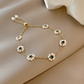 French Retro Green Crystal Pearl Flower Bracelets