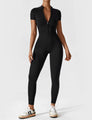 Short Sleeve Zipper Jumpsuit