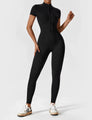 Short Sleeve Zipper Jumpsuit