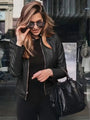 Women's Leather-Look Denim Jacket