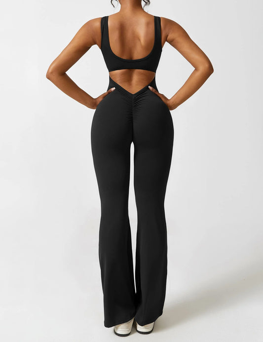 V-Back Flared Jumpsuit